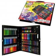 Комплект за рисуване и оцветяване в черно куфарче, 150 части