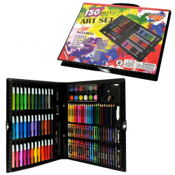 Комплект за рисуване и оцветяване в черно куфарче, 150 части