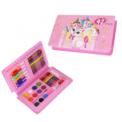 Комплект за рисуване и оцветяване в розово, 42 части