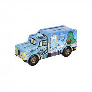 Метална касичка с ключе и катинар - Камион в синьо