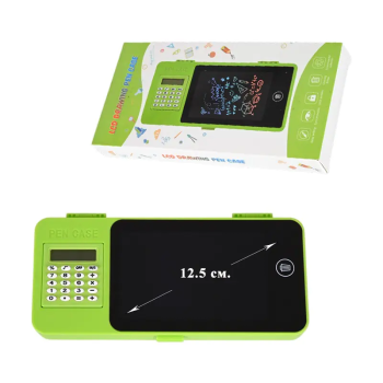 LCD цветен таблет с моливник и калкулатор в зелено