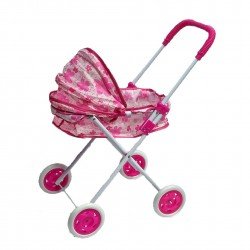 Колички за кукли с големи гуми в розово