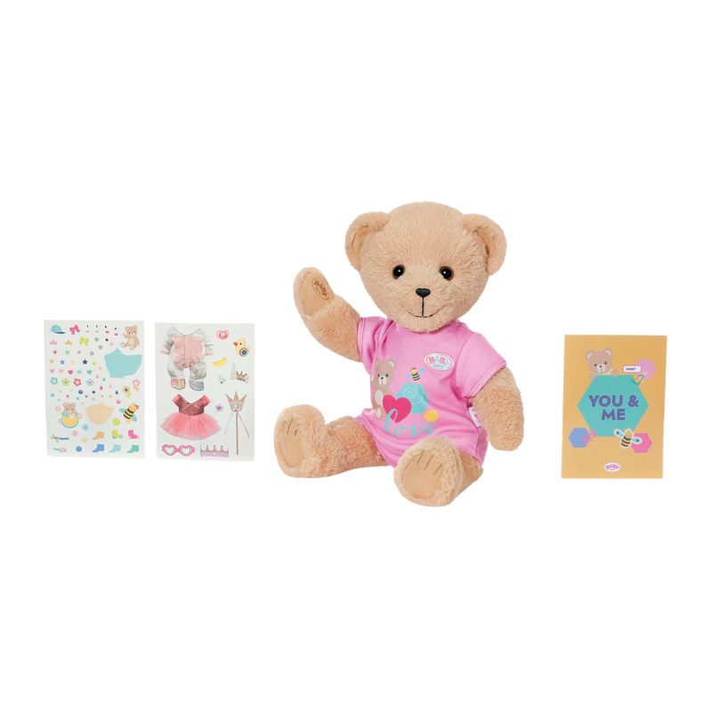 Плюшено мече BABY Born с розова блузка, кафяво, 33 см