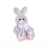 Плюшено зайче с надписана панделка, сиво, 50 см