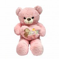Плюшено мече със сърце, розово, 70 см