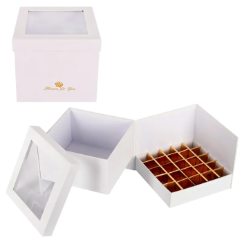 Подаръчна кутия Изненада на две нива в бяло