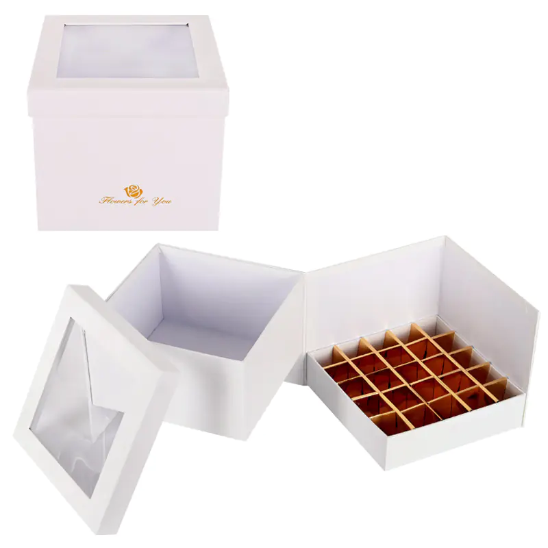 Подаръчна кутия Изненада на две нива в бяло