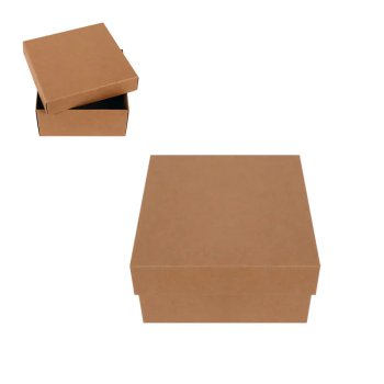 Кутия квадрат с капак в кафяво