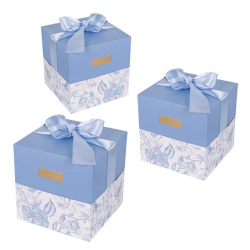 Подаръчни кутии със сатенена пандела 3 в 1 в синьо