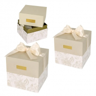 Подаръчни кутии със сатенена пандела 3 в 1 в бежаво