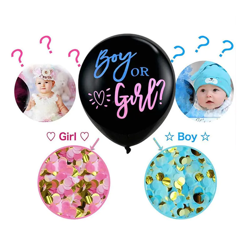 Латексов балон с конфети Boy or Girl за разкриване пола на бебето