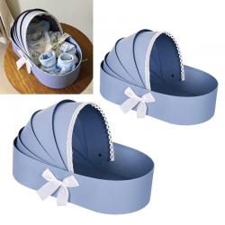 Подаръчна кутия Бебешко кошче 2 в 1 в синьо