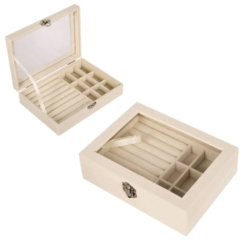 Бижутерка от велур с прозрачен капак