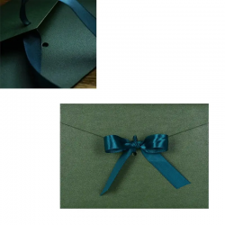 Плик от луксозен перлен картон със сатенена панделка в зелено