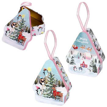 Метална коледна кутия Къщичка