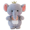 Плюшено слонче с коронка, сиво, 23 см