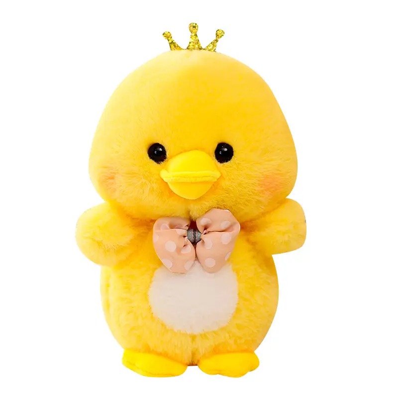 Плюшено пате с коронка, жълто, 23 см