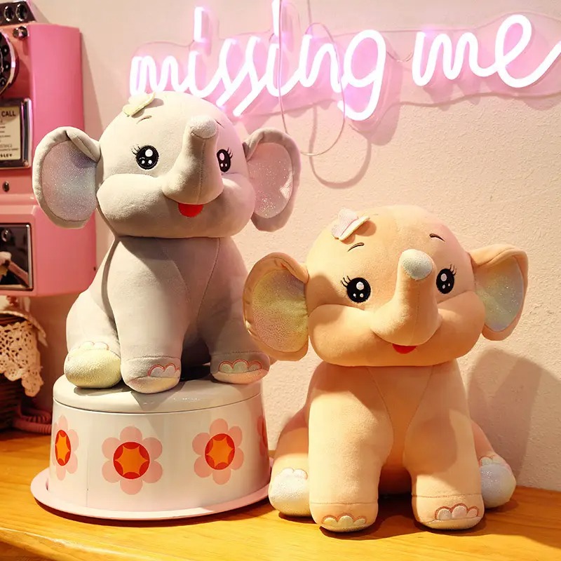 Плюшено слонче с брокатени лапички, розово, 30 см