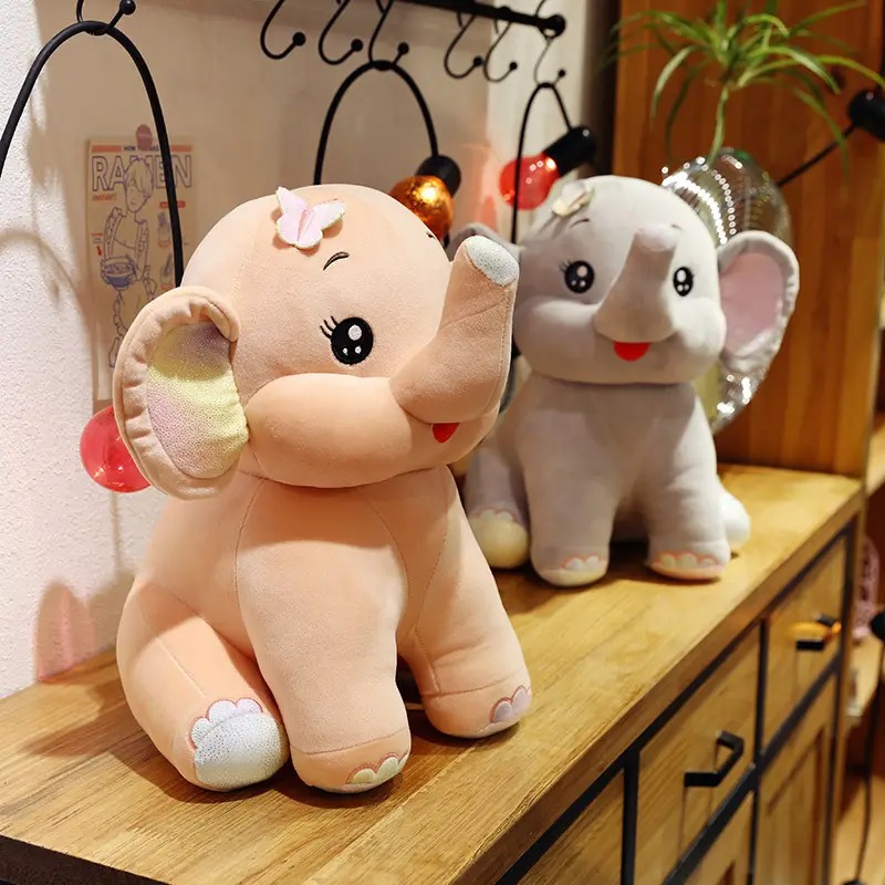 Плюшено слонче с брокатени лапички, розово, 30 см