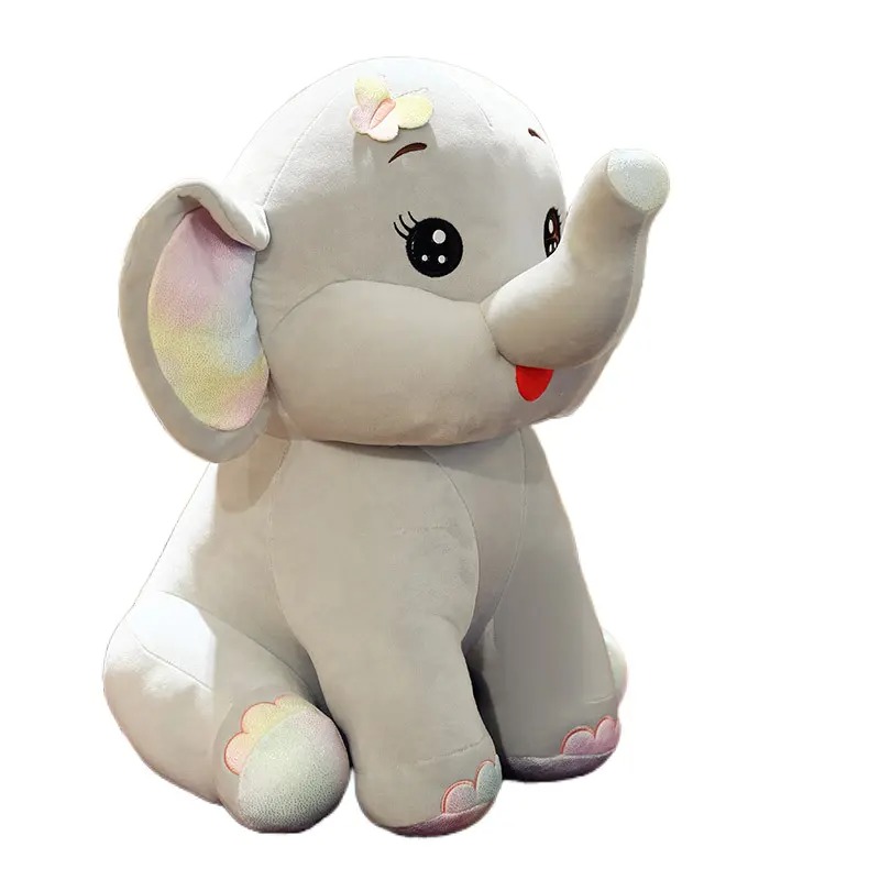 Плюшено слонче с брокатени лапички, сиво, 30 см