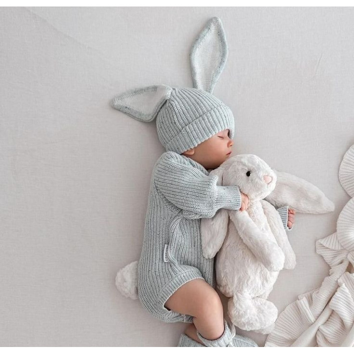 Плюшено зайче с дълги уши, екрю, 25 см