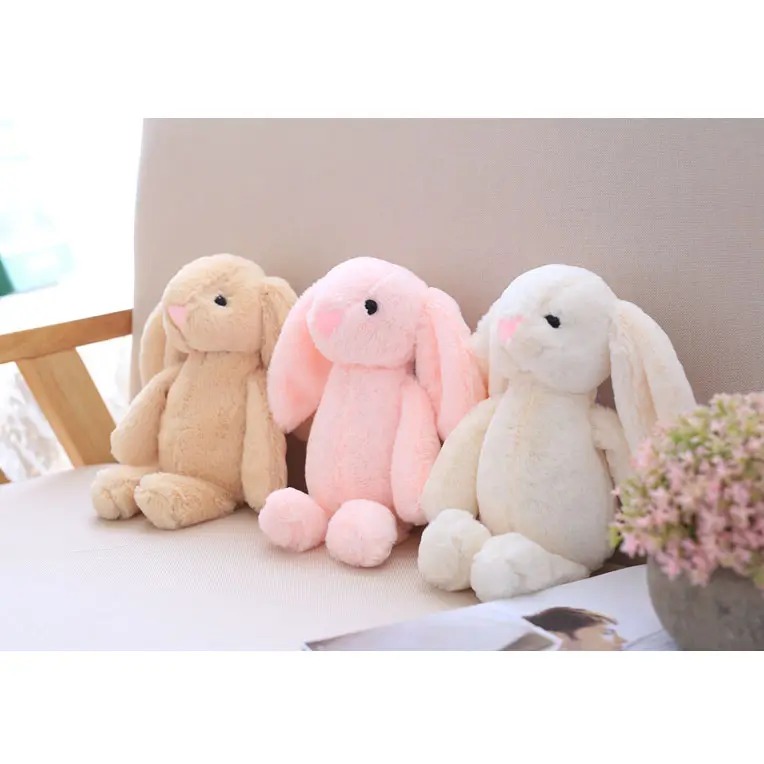 Плюшено зайче с дълги уши, розов, 25 см