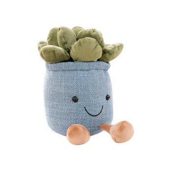 Плюшено цвете в синя саксия, 22 см