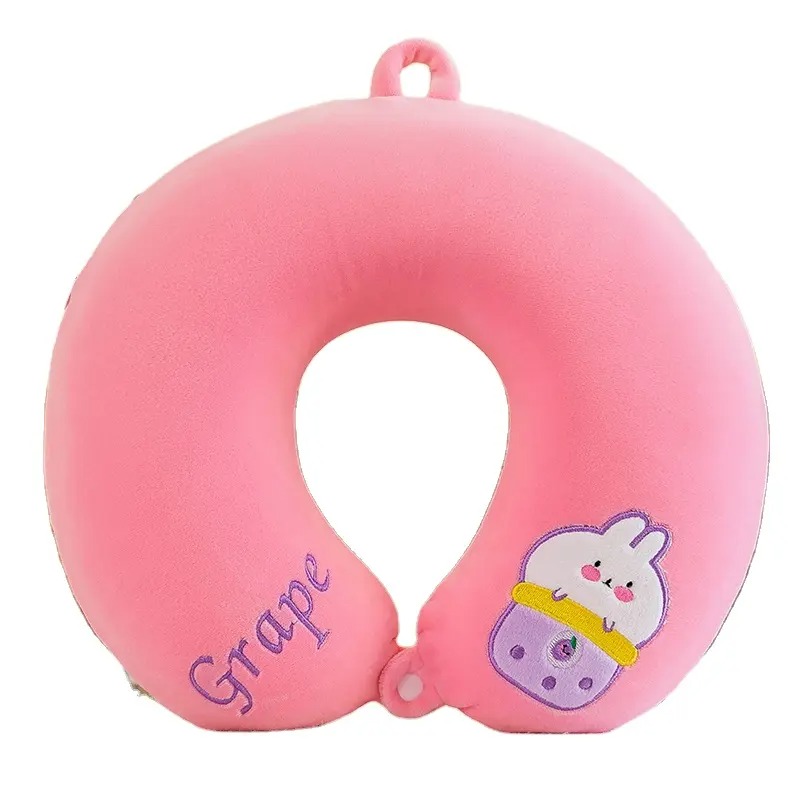 Възглавничка за път с мемори пяна, розова, 28 см 