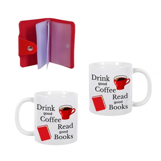 Подаръчен комплект - Drink coffee read books с чаша и органайзер за документи