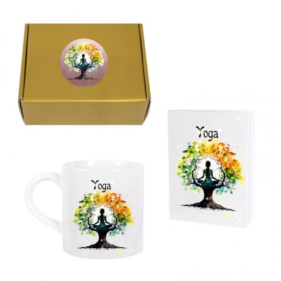 Подаръчен комплект - Йога с чаша и тефтерче