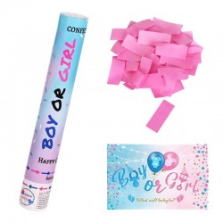 Розови конфети в цилиндър за разкриване пола на бебето, 38 см Розови конфети в цилиндър за разкриване пола на бебето, 38 см