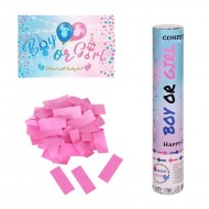 Парти цилиндър с конфети - BOY or GIRL /розови ленти/