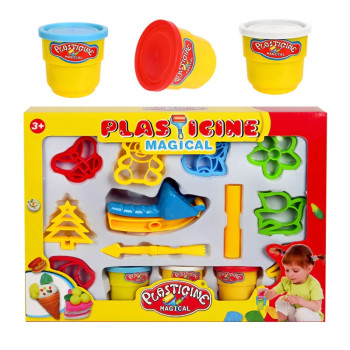 Моделин с инструменти и фигури, 3 цвята