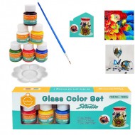 Бои за стъкло с четка и палитра, 6 цвята