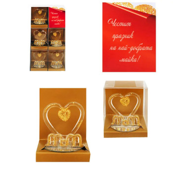 Стъклена фигурка с послание Мом в цвят злато