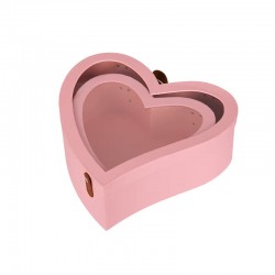 Подаръчна 2 в 1 кутия Сърце с прозрачен капак в розово