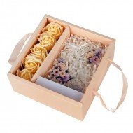 Подаръчен комплект - интериорна 3D - LED лампа с послание и сапунени рози