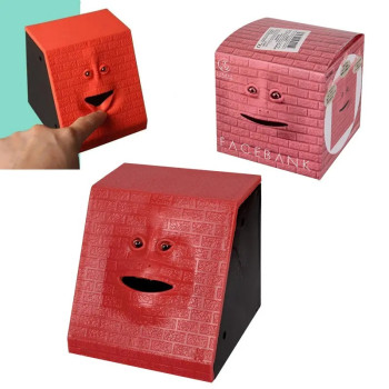 Интерактивна касичка Лице ядящо монети, червена