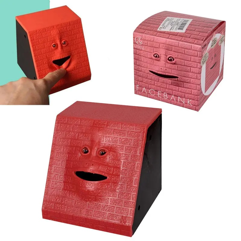 Интерактивна касичка Лице ядящо монети, червена