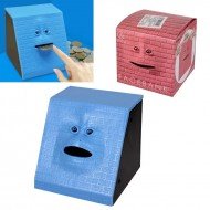 Забавна Интерактивна касичка - Лице ядящо монети в синьо