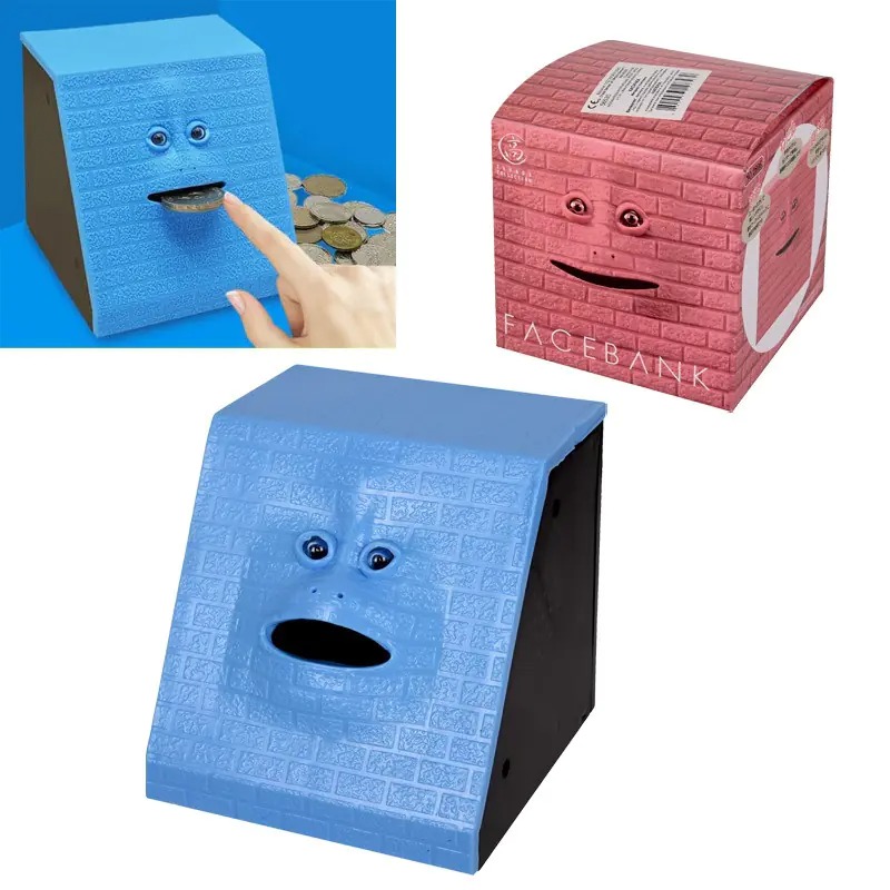 Интерактивна касичка Лице ядящо монети, синя