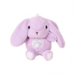 Плюшено зайче със сърчице на ключодържател, лилаво, 16 см
