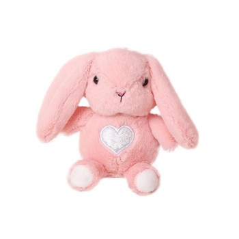 Плюшен ключодържател зайче със сърчице, розов, 16 см
