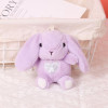 Плюшен ключодържател зайче със сърчице, лилав, 16 см