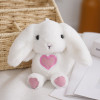 Плюшен ключодържател зайче със сърчице, бял, 16 см