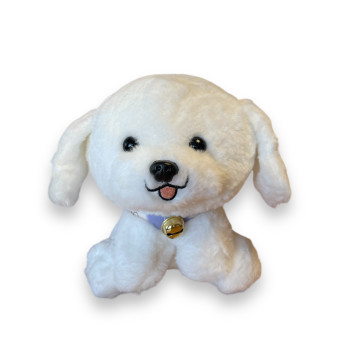 Плюшено куче със звънче, бяло, 22 см