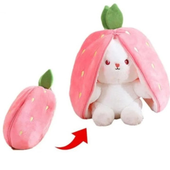 Плюшено зайче в розова ягодка, 18 см