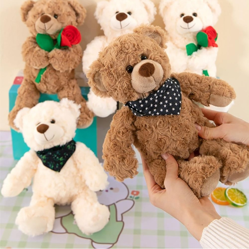 Плюшено мече с кърпа, кафяво, 30 см 