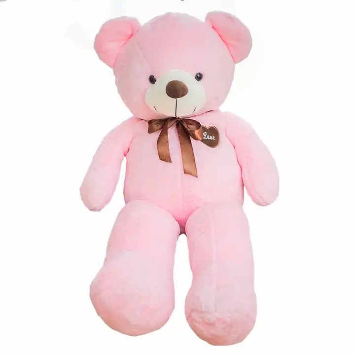 Плюшено мече със сърчице, розово, 120 см