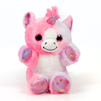Плюшен eднорог със звезди, розов, 22 см,